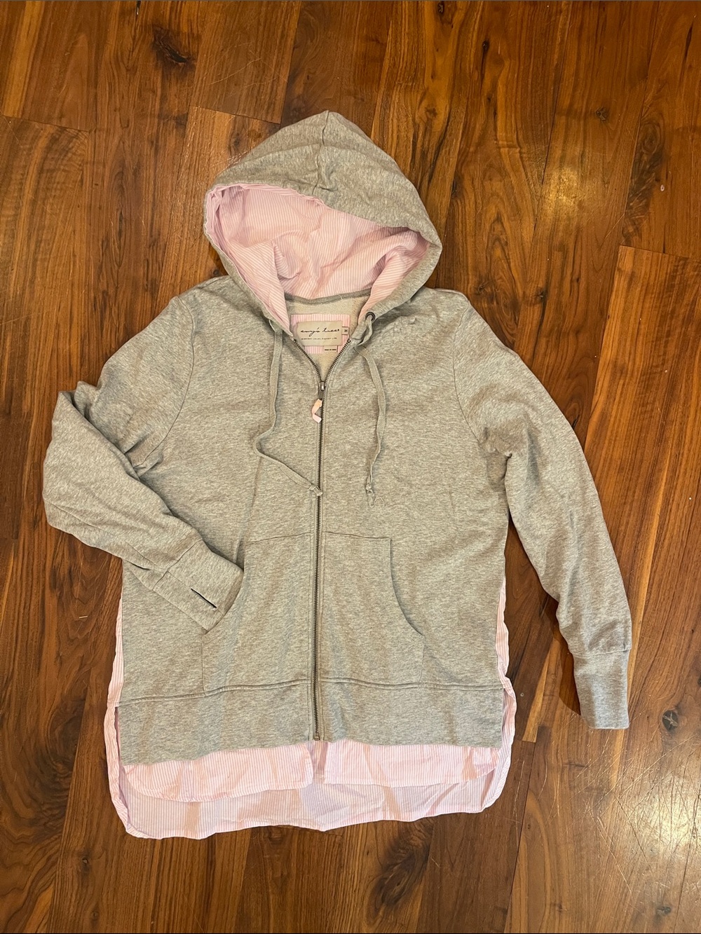 evy's‎ tree Heather Gray Hoodie with Pink Lined Hood